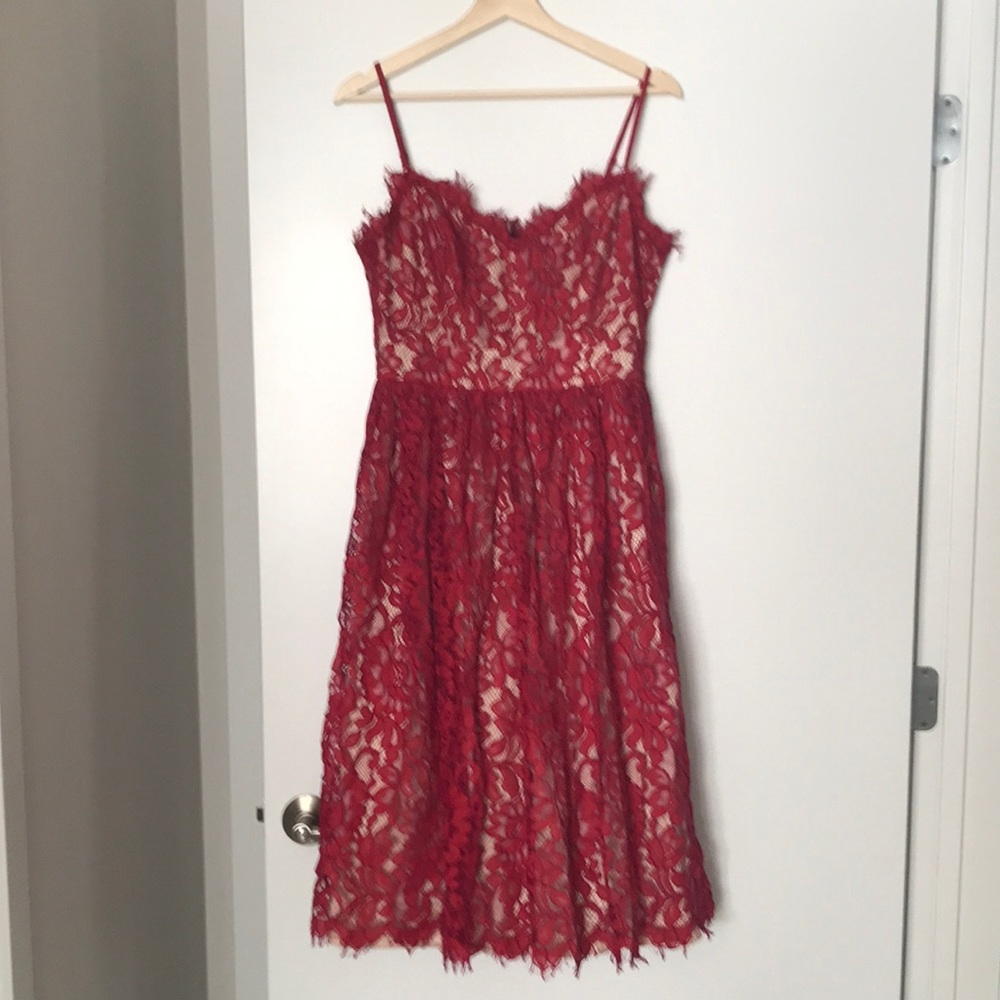 Eliza J “Illusion” Lace Midi Dress